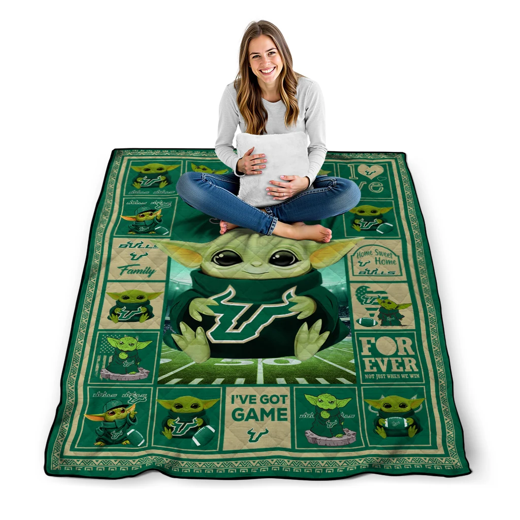 customized south florida bulls yody baby pattern green quilt blanket high quality customized south florida bulls yody baby pattern green quilt blanket high quality