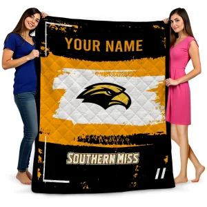 customized southern miss golden eagles grunge patch black white quilt blanket best selling