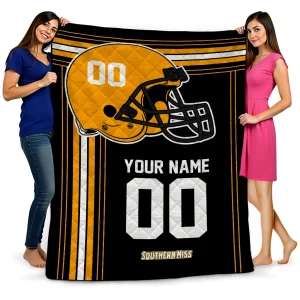 customized southern miss golden eagles helmet theme black quilt blanket best selling