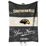 customized southern miss golden eagles hibiscus burst black white quilt blanket best selling