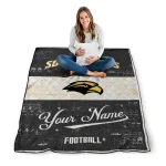 customized southern miss golden eagles hibiscus burst black white quilt blanket best selling