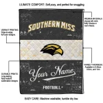 customized southern miss golden eagles hibiscus burst black white quilt blanket best selling