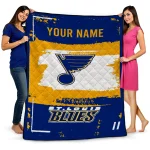 customized st louis blues grunge patch blue white quilt blanket best selling