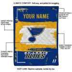 customized st louis blues grunge patch blue white quilt blanket best selling