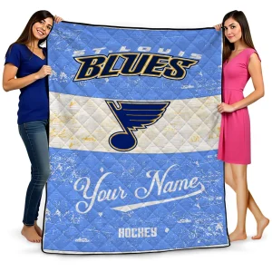 customized st louis blues pinstripe lines blue white quilt blanket best selling