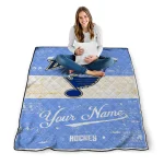 customized st louis blues pinstripe lines blue white quilt blanket best selling