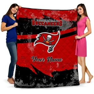 customized tampa bay buccaneers brushstroke layers red quilt blanket best selling