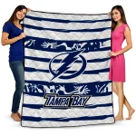 customized tampa bay lightning layered florals blue white quilt blanket best selling