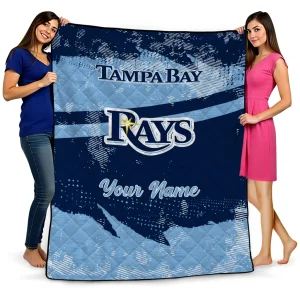 customized tampa bay rays brushstroke layers navy quilt blanket best selling