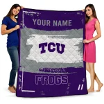 customized tcu horned frogs grunge patch purple white quilt blanket best selling