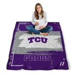 customized tcu horned frogs grunge patch purple white quilt blanket best selling
