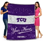 customized tcu horned frogs hibiscus burst purple white quilt blanket best selling