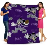 customized tcu horned frogs mickey football purple quilt blanket best selling