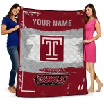 customized temple owls grunge patch red white quilt blanket best selling