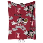 customized temple owls mickey football red quilt blanket best selling