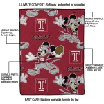 customized temple owls mickey football red quilt blanket best selling