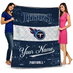customized tennessee titans hibiscus burst navy white quilt blanket best selling