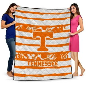 customized tennessee volunteers layered florals orange white quilt blanket best selling