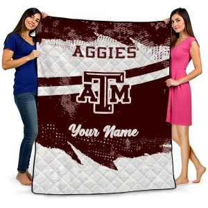 customized texas am aggies brushstroke layers maroon quilt blanket best selling