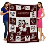 customized texas am aggies mickey crimson maroon white quilt blanket best selling