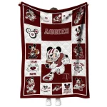 customized texas am aggies mickey crimson maroon white quilt blanket best selling