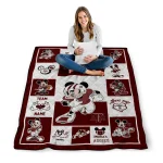 customized texas am aggies mickey crimson maroon white quilt blanket best selling