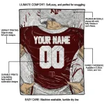 customized texas am aggies player sketch maroon gray quilt blanket best selling