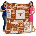 customized texas longhorns helmet passion orange quilt blanket best selling