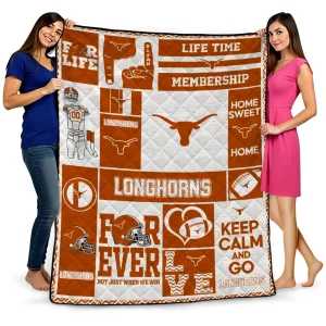 customized texas longhorns helmet passion orange quilt blanket best selling