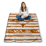 customized texas longhorns layered florals orange white quilt blanket best selling