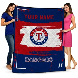 customized texas rangers grunge patch blue white quilt blanket best selling