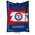 customized texas rangers grunge patch blue white quilt blanket best selling