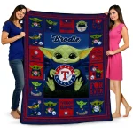 customized texas rangers yody baby motif blue quilt blanket best selling
