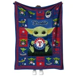 customized texas rangers yody baby motif blue quilt blanket best selling