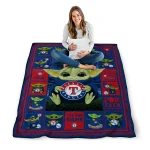customized texas rangers yody baby motif blue quilt blanket best selling