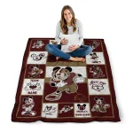 customized texas state bobcats mickey crimson maroon white quilt blanket best selling