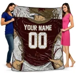 customized texas state bobcats player sketch maroon gray quilt blanket best selling