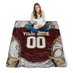 customized texas state bobcats player sketch maroon gray quilt blanket best selling
