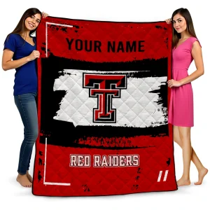 customized texas tech red raiders grunge patch red white quilt blanket best selling