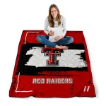 customized texas tech red raiders grunge patch red white quilt blanket best selling