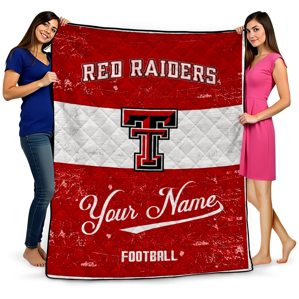 customized texas tech red raiders hibiscus burst red white quilt blanket best selling