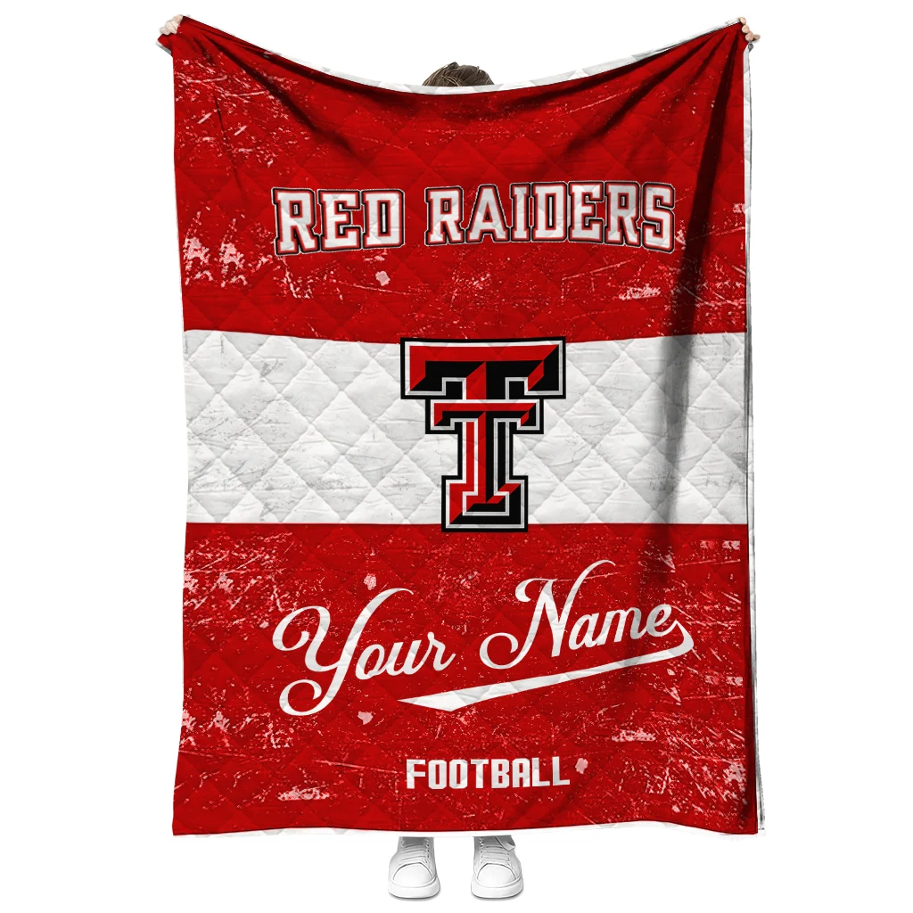 customized texas tech red raiders hibiscus burst red white quilt blanket fashion forward
