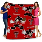 customized texas tech red raiders mickey football red quilt blanket best selling