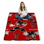 customized texas tech red raiders mickey football red quilt blanket best selling