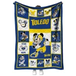 customized toledo rockets mickey crimson blue white quilt blanket best selling
