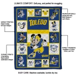 customized toledo rockets mickey crimson blue white quilt blanket best selling