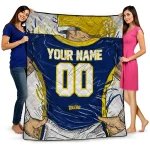 customized toledo rockets player sketch blue gray quilt blanket best selling