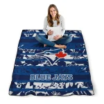 customized toronto blue jays layered florals blue white quilt blanket best selling