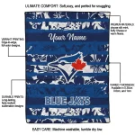 customized toronto blue jays layered florals blue white quilt blanket best selling