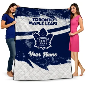 customized toronto maple leafs brushstroke layers blue quilt blanket best selling
